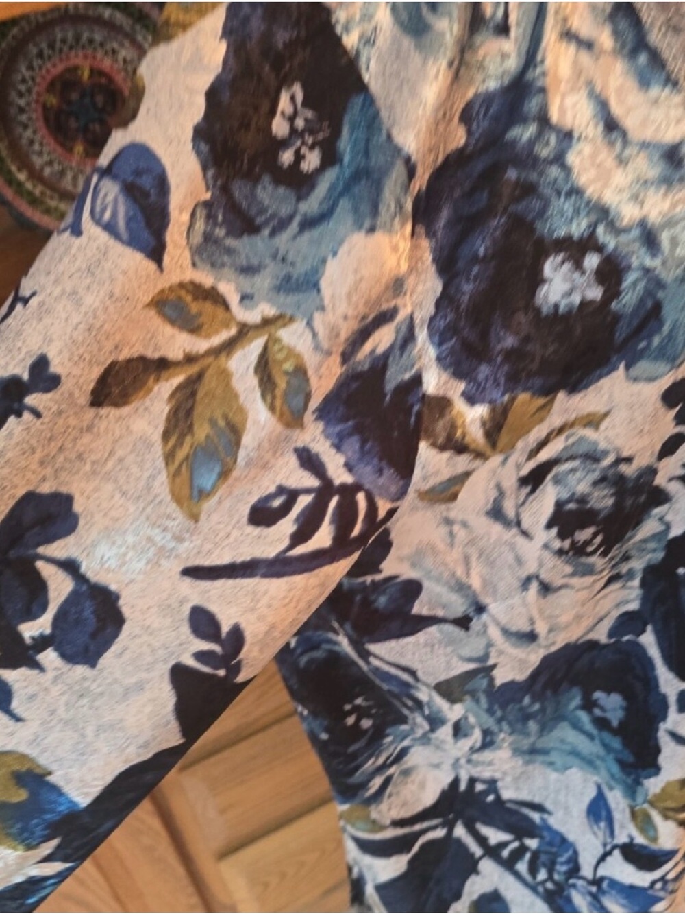 Susan Graver Artisian Embroidered Floral Open-Front Cardigan in Blue and Cream - Picture 3 of 3